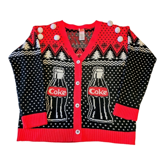 VTG 1997 COCA COLA UGLY SWEATER. AWESOME CONDITION. SZ LG. - Picture 1 of 5